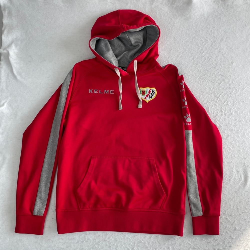 Kelme‎ Rayo Vallecano Hoodie Small Red Gray Soccer Football Pullover Sweatshirt